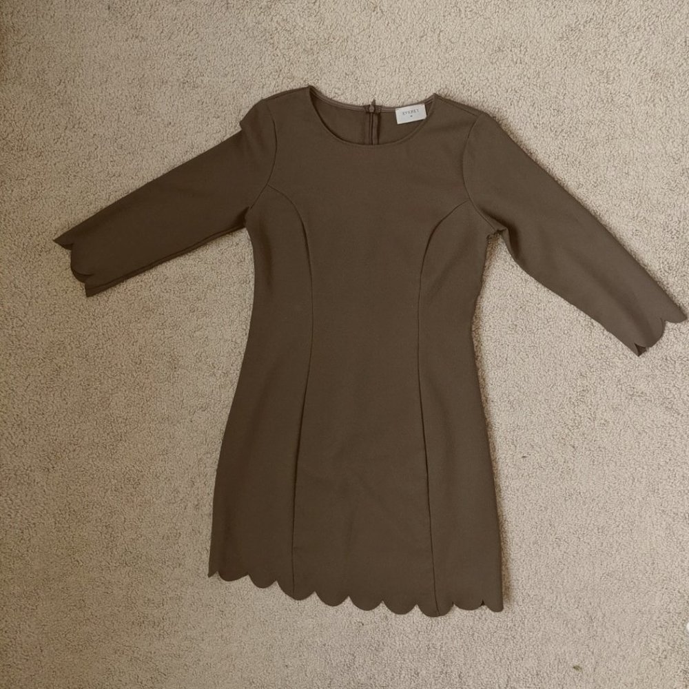 Everly olive green scalloped dress